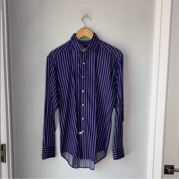 Robert Graham Other - Robert Graham Purple Black Stripe Shirt Reverse Paisley Cuff